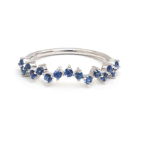 Elegant Blue Sapphire 14K White Gold Stacking Ring