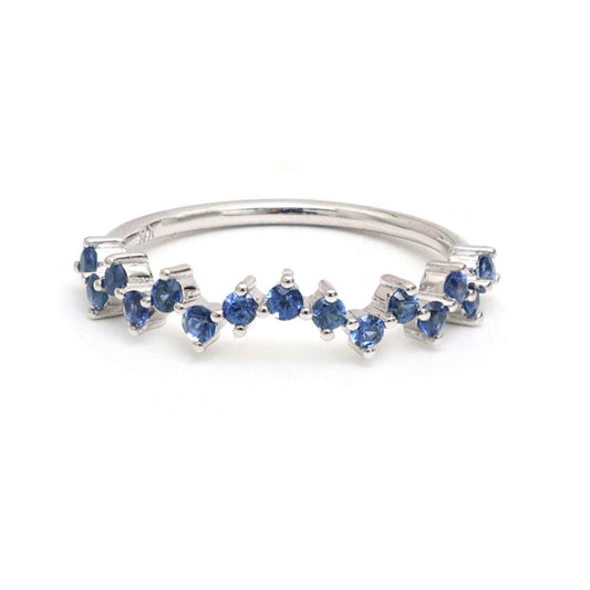 Elegant Blue Sapphire 14K White Gold Stacking Ring