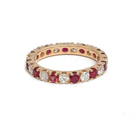 Ruby & Diamond Eternity 14K Gold Band Ring