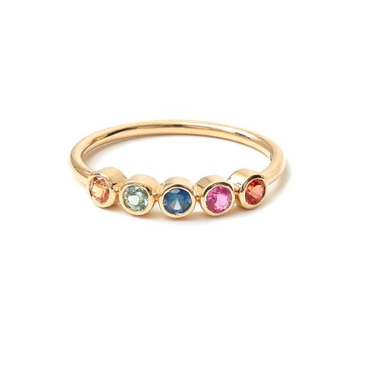 Multi-Color Round Sapphires 14K Gold Stacking Ring