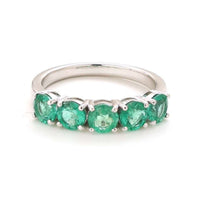 Round Emerald 14K Gold Half Eternity Band Ring