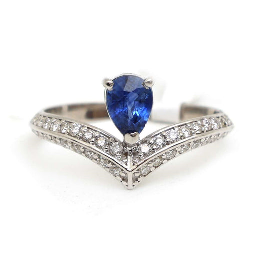 Oval Blue Sapphire 14K Diamond Accent Ring