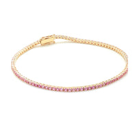 Luxurious Pink Sapphire 14K Yellow Gold Tennis Bracelet