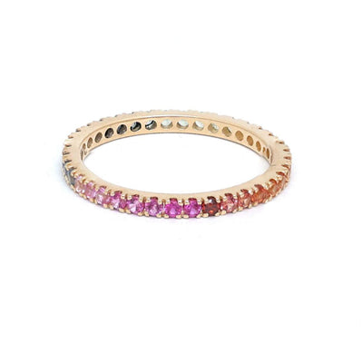 Ombre Pink Sapphire 14K (18K Custom) Rose Gold Eternity Band Ring