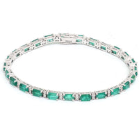 Sophisticated Emerald & Diamond 14K White Gold Bracelet