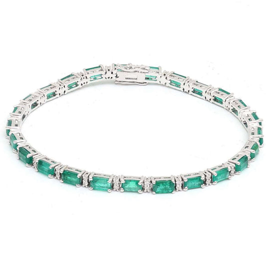 Sophisticated Emerald & Diamond 14K White Gold Bracelet