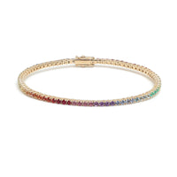 Ruby Rainbow Diamond 14K Yellow Gold Gemstone Bracelet