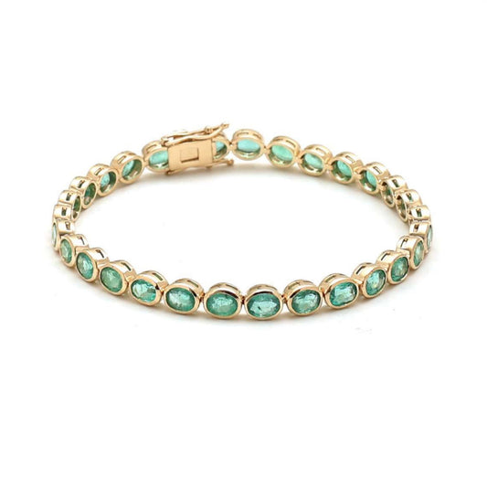 Oval Emerald 14K Yellow Gold Bracelet