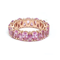 Pear Cut Pink Sapphire 14K Rose Gold Eternity Ring