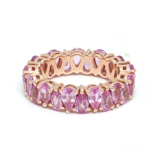Pear Cut Pink Sapphire 14K Rose Gold Eternity Ring