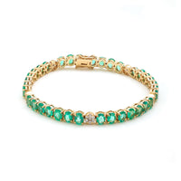 Regal Emerald 14K Yellow Gold Diamond Accent Tennis Bracelet