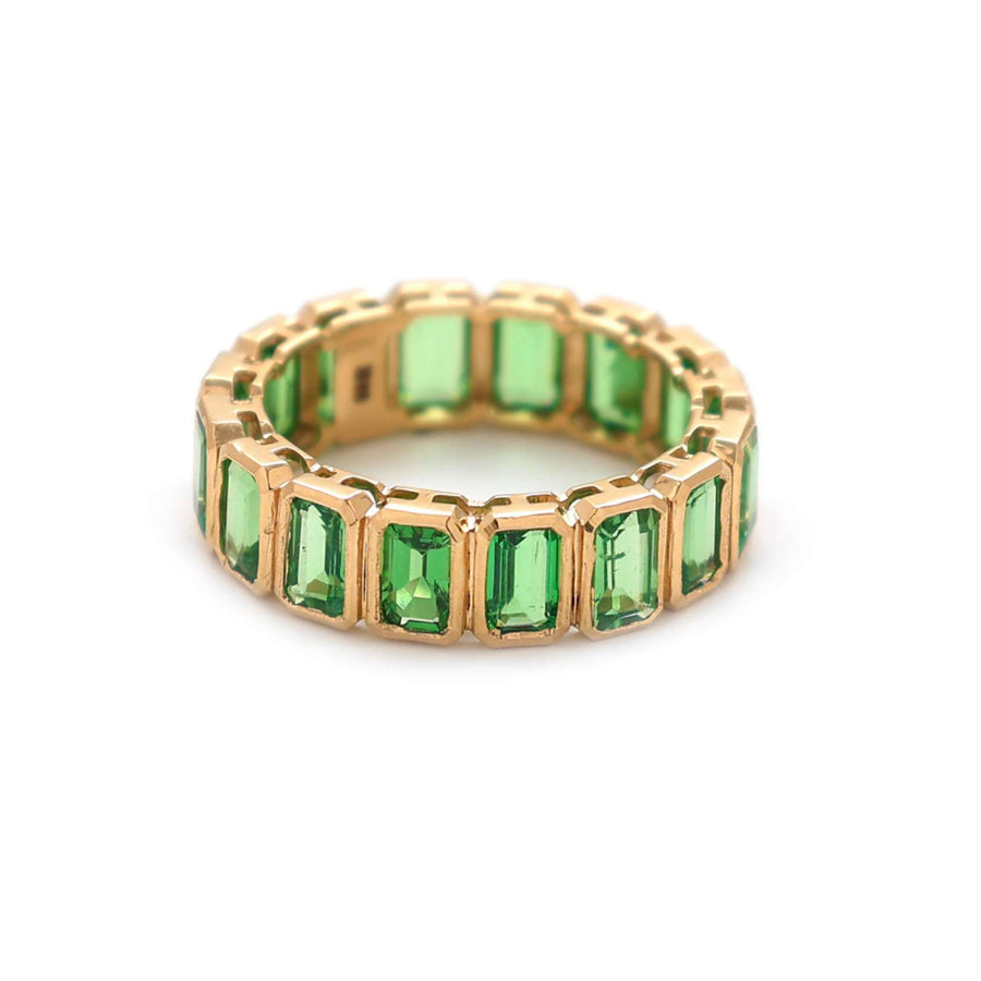 Vibrant Rectangular Emerald-Cut 14K Diamond Band Ring