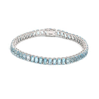 Aquamarine 14K White Gold Tennis Bracelet