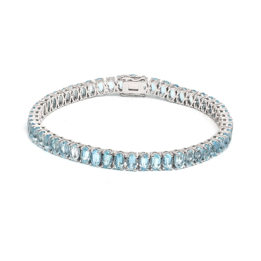 Aquamarine 14K White Gold Tennis Bracelet