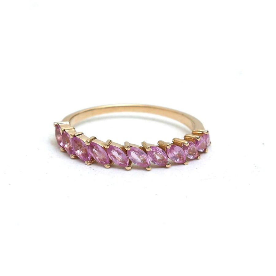 Chic Marquise Pink Sapphire 14K Gold Ring