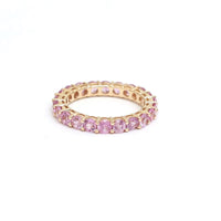 Delicate Pink Sapphire Eternity Band 14K Gold Ring