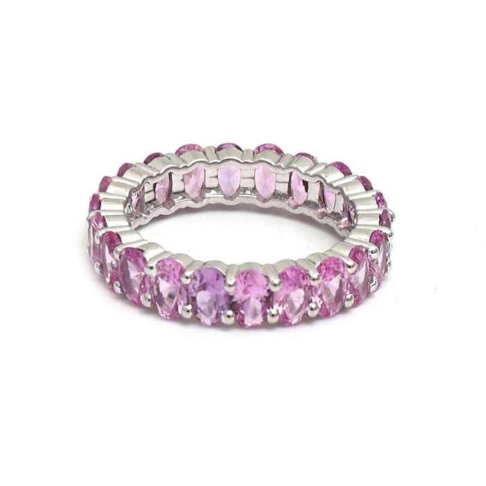 Pink Sapphire Eternity 14K White Gold Ring