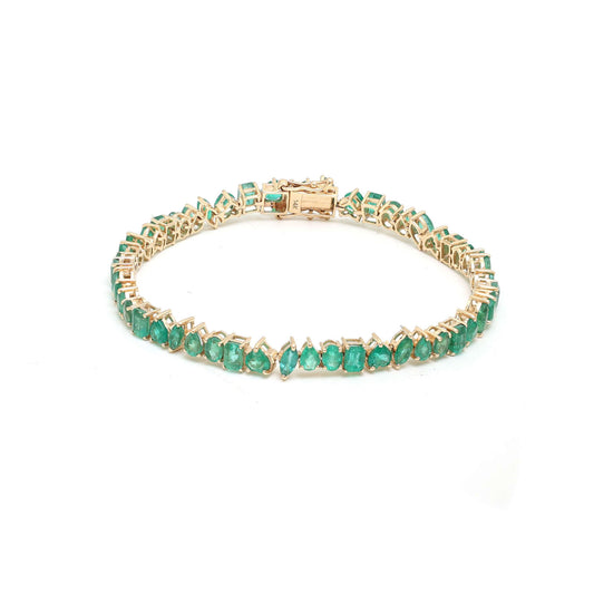 Radiant Emerald 14K Yellow Gold Tennis Bracelet