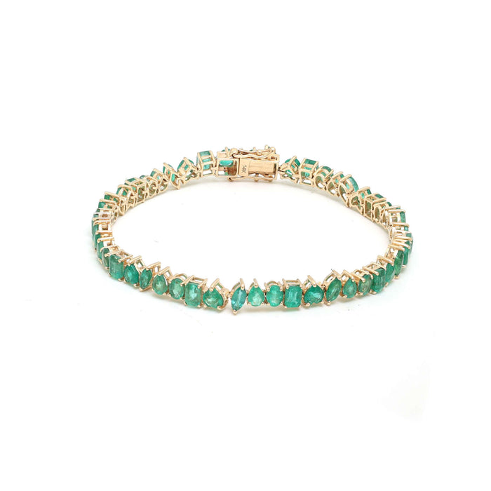 Radiant Emerald 14K Yellow Gold Tennis Bracelet