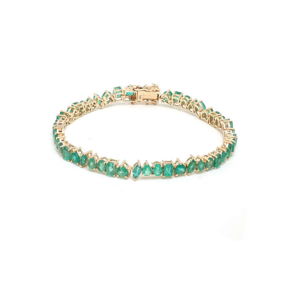 Radiant Emerald 14K Yellow Gold Tennis Bracelet