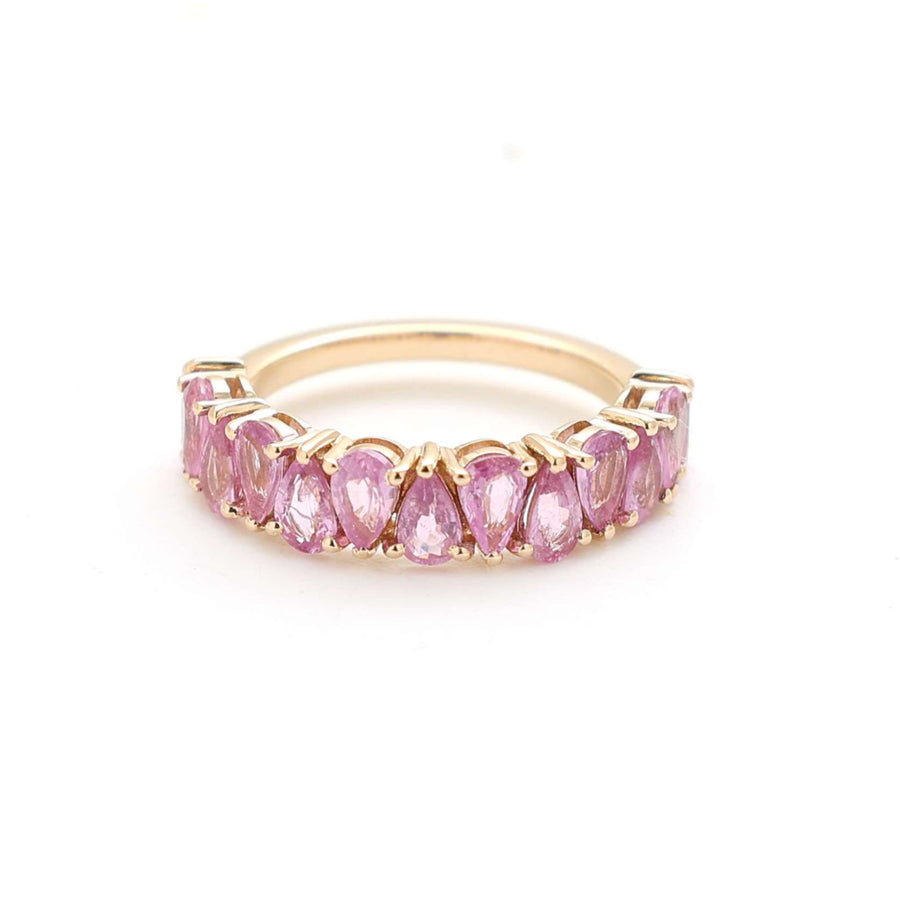 Pink Sapphire Pear-Cut Half Eternity Band Ring in 14K Gold