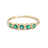 Emerald Round Green 14K Gold Stacking Ring