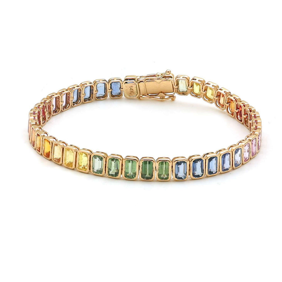 Chromatic Baguette 14K Yellow Gold Gemstone Bracelet