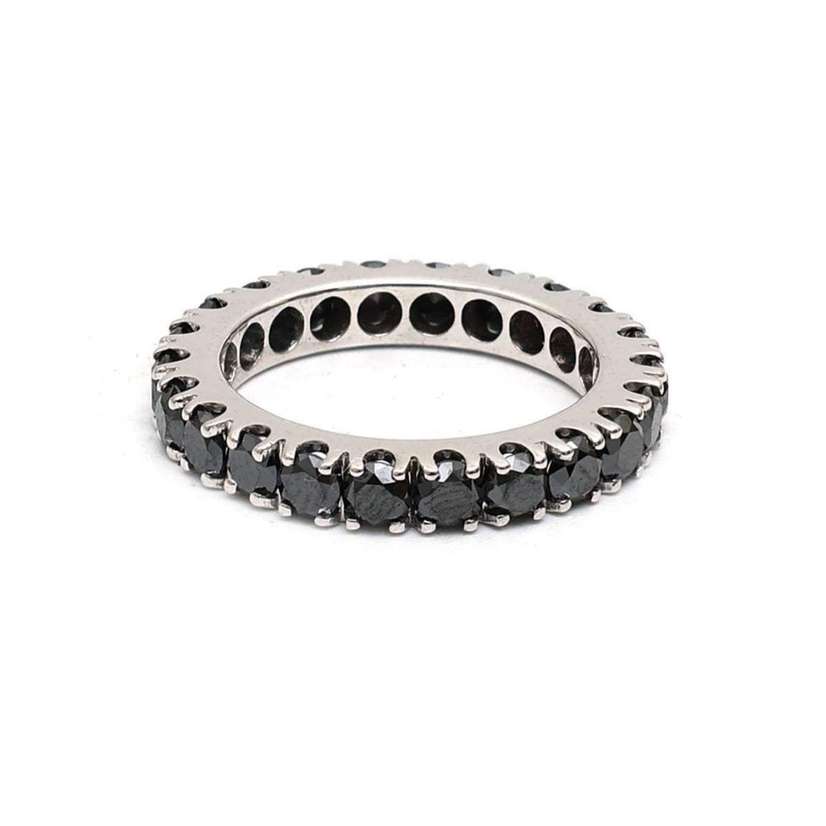 Black Diamond Eternity 14K White Gold Band Ring