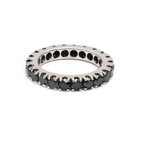Black Diamond Eternity 14K White Gold Band Ring