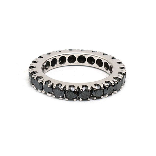 Black Diamond Eternity 14K White Gold Band Ring