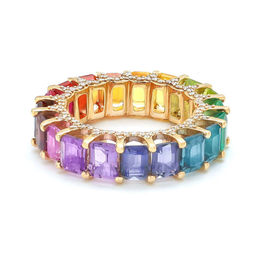 Rainbow Multi-Gem 14K Eternity Band Ring