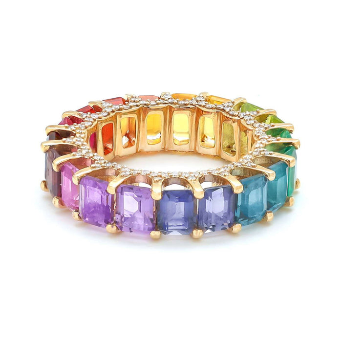 Rainbow Multi-Gem 14K Eternity Band Ring