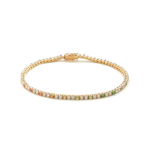 Radiant Green & White Diamond 14K Yellow Gold Tennis Bracelet