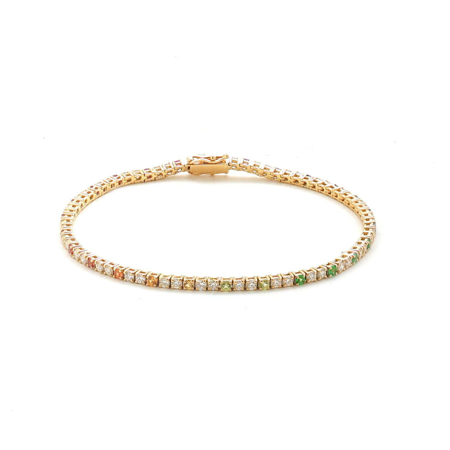 Radiant Green & White Diamond 14K Yellow Gold Tennis Bracelet