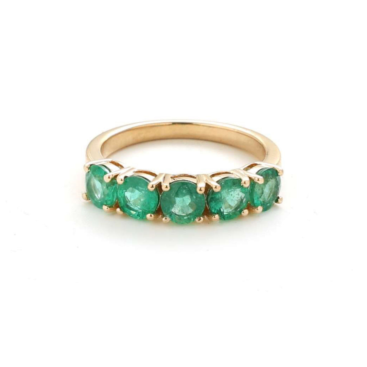 Classic Emerald 14K Yellow Gold Row Band Ring