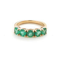 Classic Emerald 14K Yellow Gold Row Band Ring