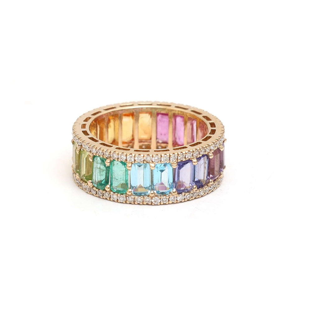 Rainbow Shine 14K Emerald-Cut Gemstone Ring
