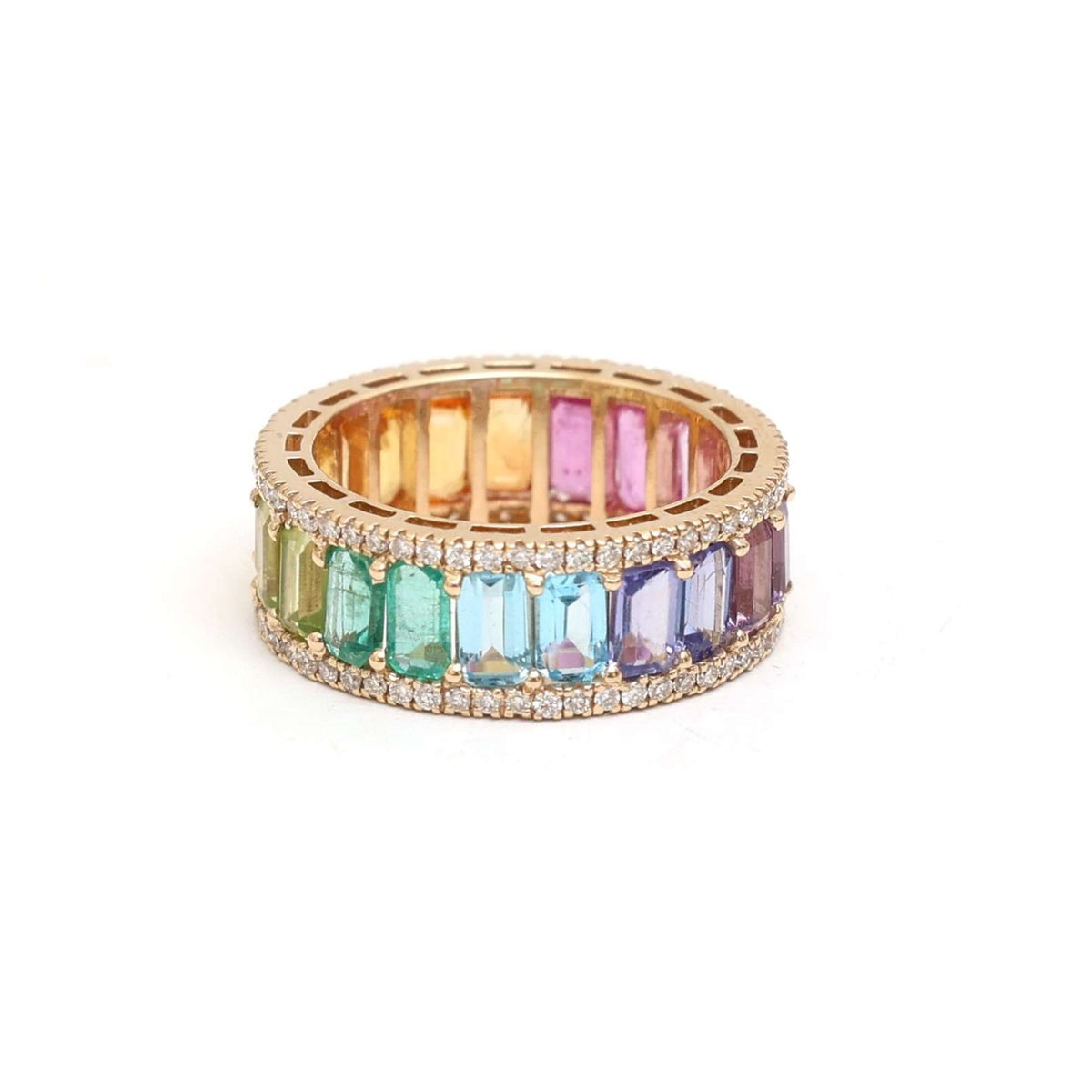 Rainbow Shine 14K Emerald-Cut Gemstone Ring