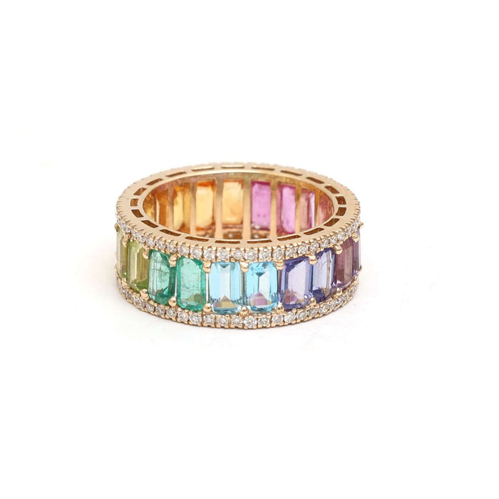 Rainbow Shine 14K Emerald-Cut Gemstone Ring