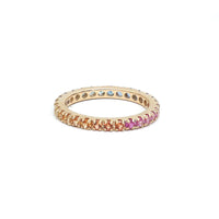 Vibrant Sapphire 14K Gold Eternity Band Ring