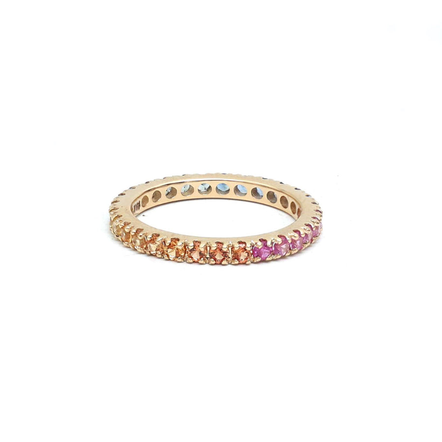 Vibrant Sapphire 14K Gold Eternity Band Ring