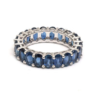 Classic Oval Blue 14K White Gold Sapphire Eternity Ring