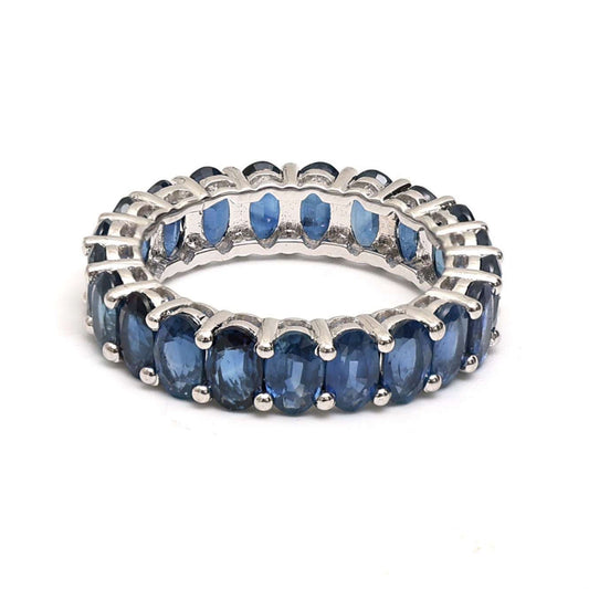 Classic Oval Blue 14K White Gold Sapphire Eternity Ring