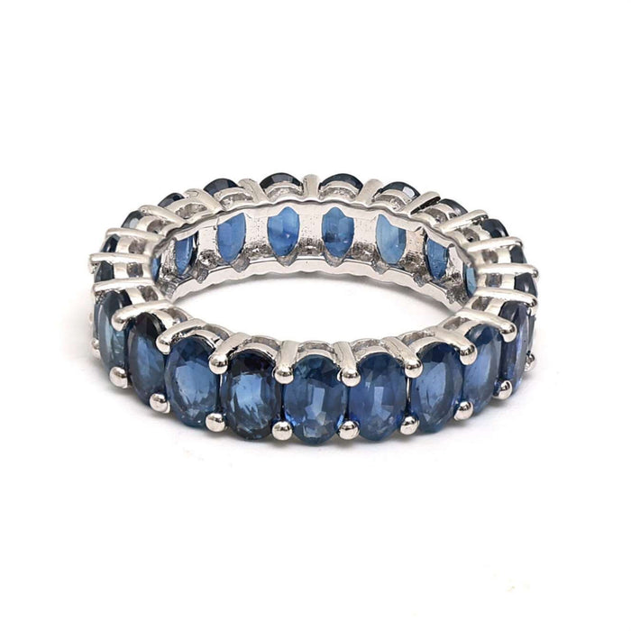 Classic Oval Blue 14K White Gold Sapphire Eternity Ring
