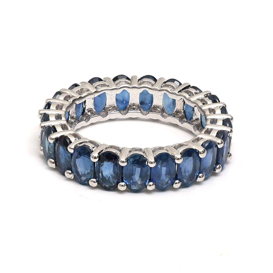 Classic Oval Blue 14K White Gold Sapphire Eternity Ring