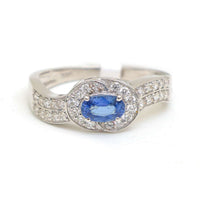Classic Oval 14K Blue Sapphire Diamond Halo Ring