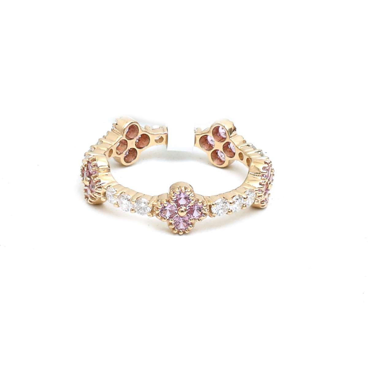 Floral Pink Sapphire & Diamond 14K Gold Ring