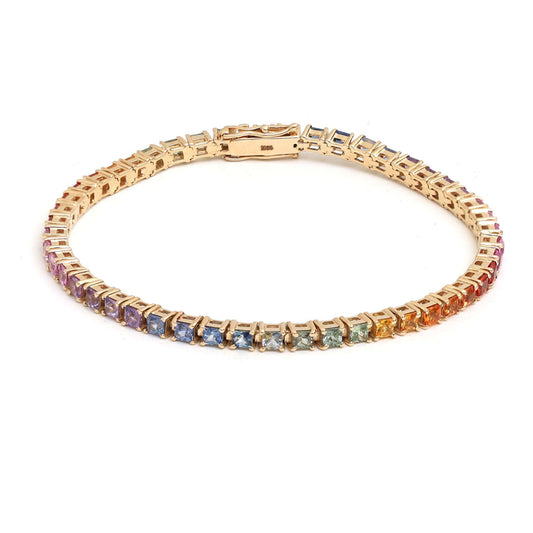 Elite Baguette 14K Yellow Gold Diamond Tennis Bracelet