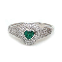 Emerald Heart 14K White Gold Diamond Ring