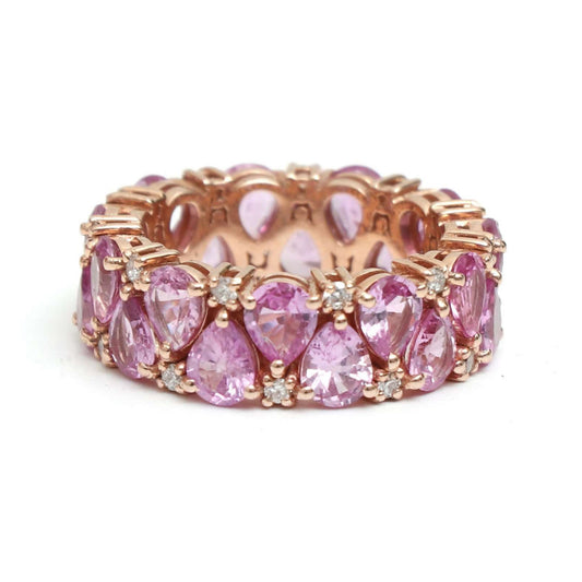 Pink Sapphire Pear-Cut 14K Rose Gold Eternity Band Ring